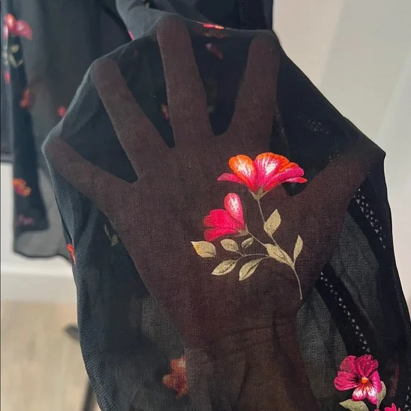 City Chic Black Floral Sheer Blouse - Picture 5 of 7